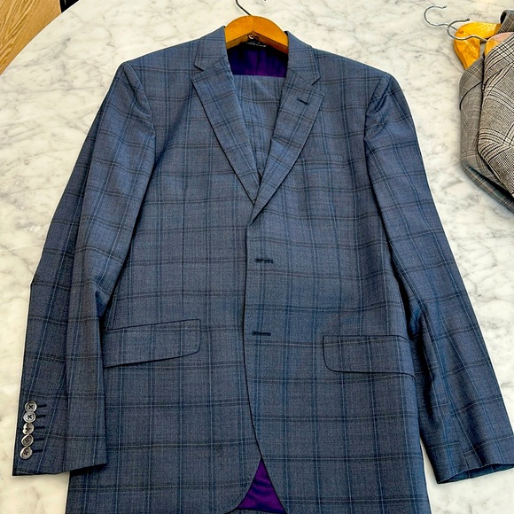 Paul Smith Grey Windowpane Suit Size 38 - Picture 1 of 11